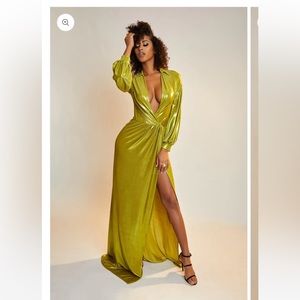 Metallic Green Maxi Dress